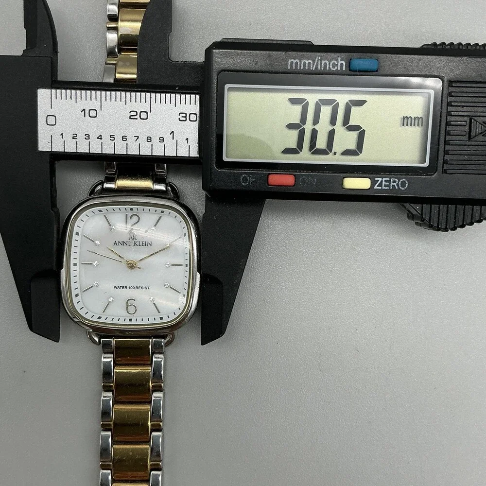 Anne Klein Womens Watch 31mm MOP Dial Two Tone Diamond 1099TV New Battery 7.5